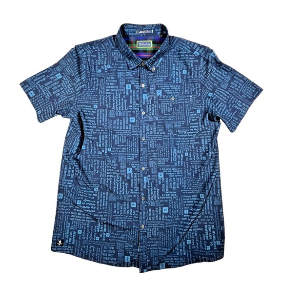 William Murray Other - William Murray Golf Button Up Shirt Mens Large Navy Blue‎ Typography Print